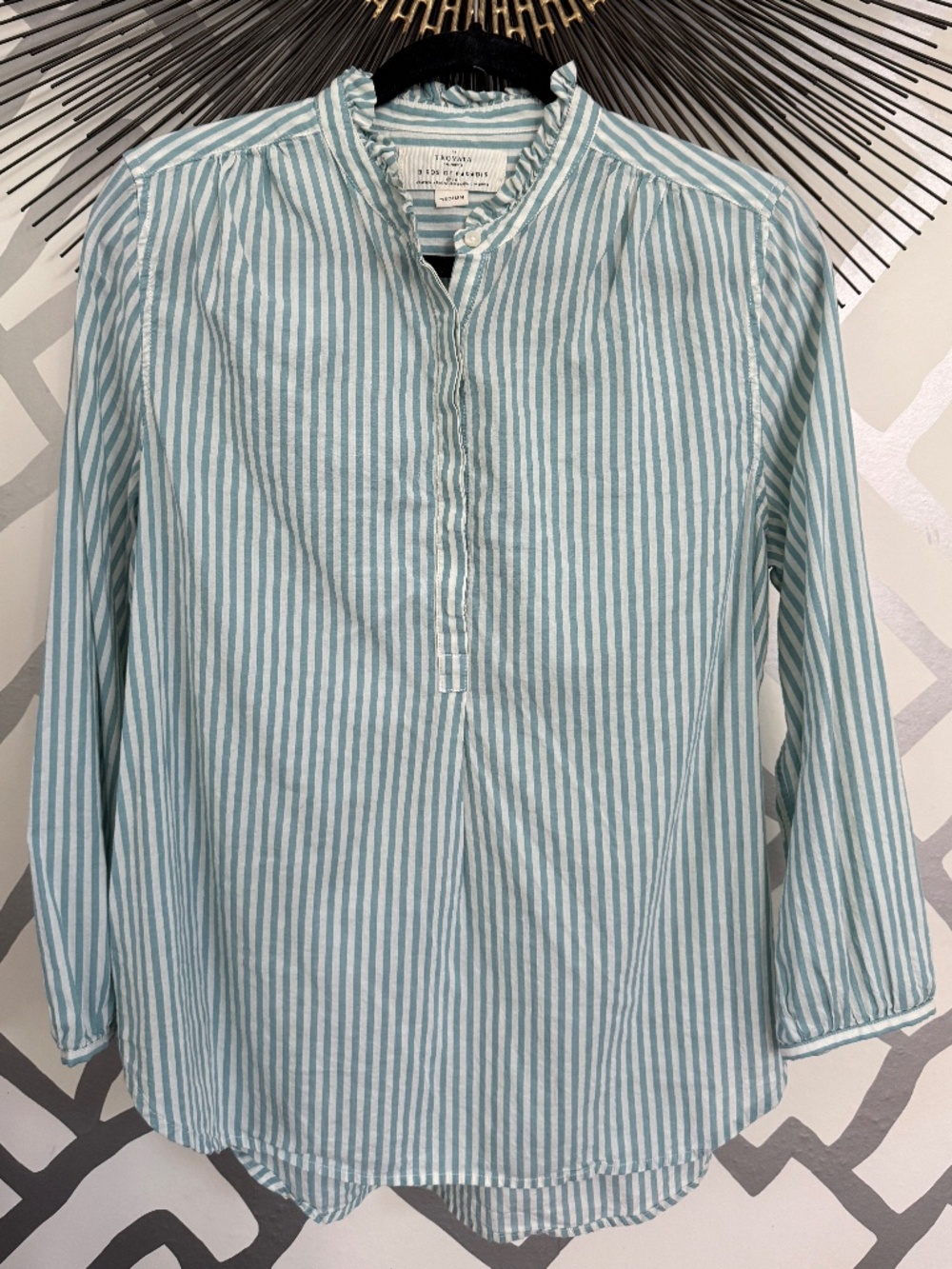 Trovata Birds of Paradise SARAH B stripe henley blouse